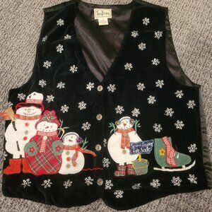VINTAGE CHRISTMAS VEST WOMENS sz SMALL SNOWMAN THEME